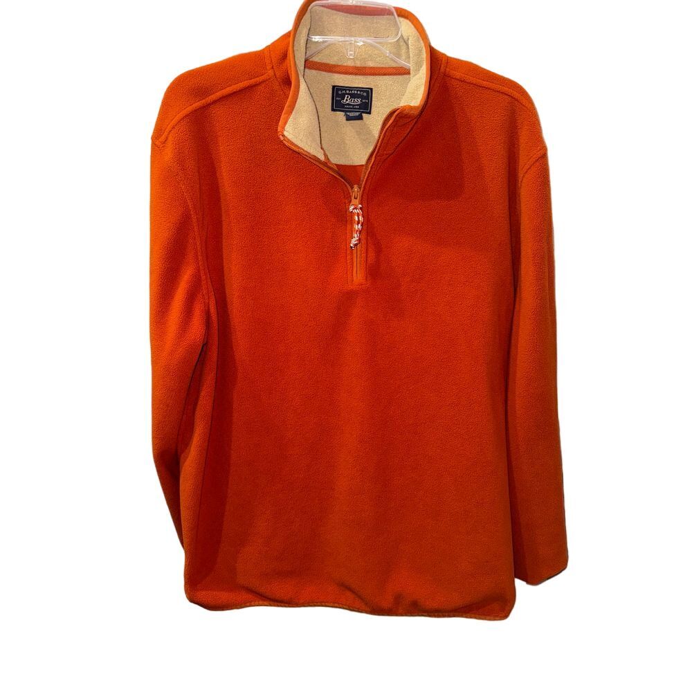 G.H. Bass & Co Fleece Jacket Adult XL Orange Outdoor Preppy Zip Pullover Mens